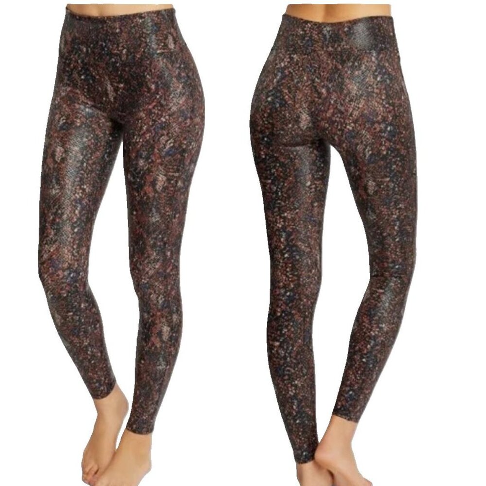 SPANX Faux Leather Snakeprint High-Waisted Leggings XL